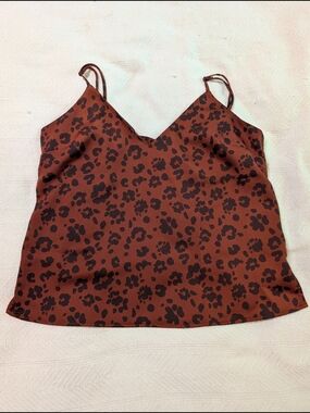 A New Day Women’s Rust Leopard Print Satin Cami Tank Top